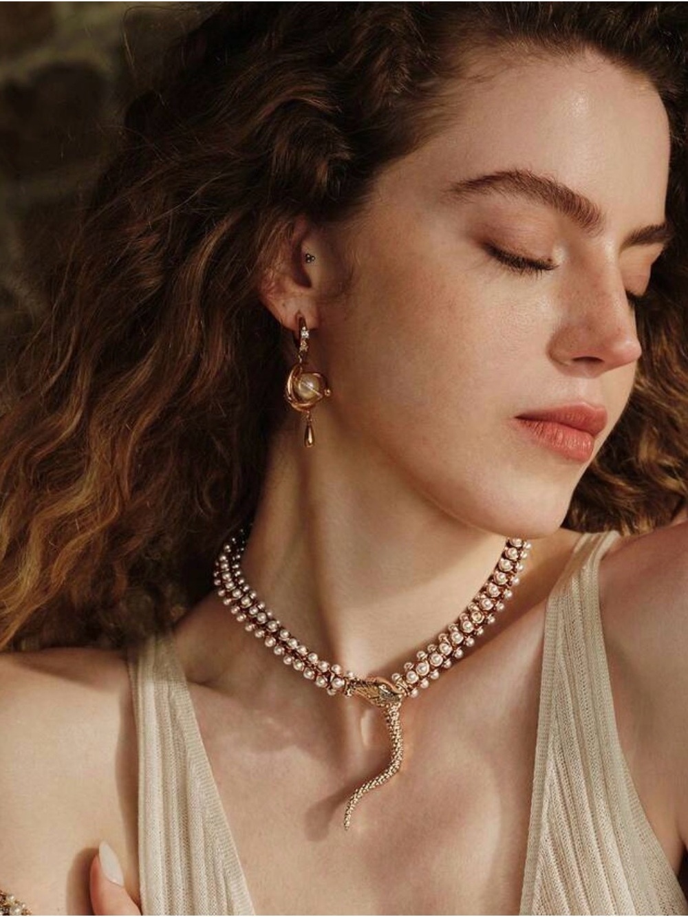 Luxury Gold and Pearl snake Necklace - Designer Style